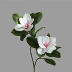 Artificial Magnolia Stem, Single Stem with 4 Blooms, Real-Touch Latex, 39" Tall, White or Pink, Modern Home Decor, Hotel & Window Display