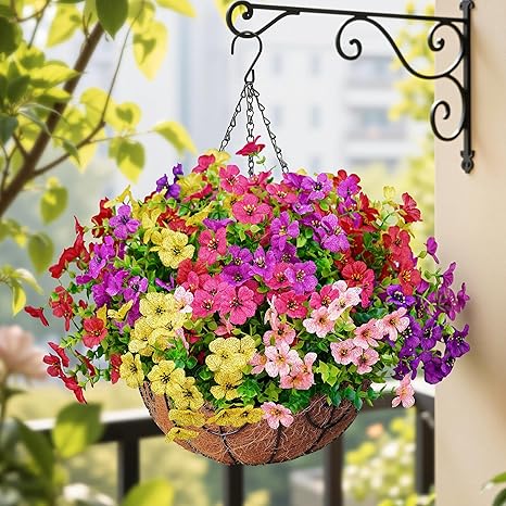 20 Bundles Artificial Flowers for Outdoor – UV Resistant Fake Plants for Garden, Porch, Home Decor