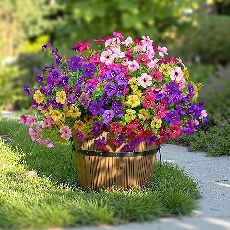 20 Bundles Artificial Flowers for Outdoor – UV Resistant Fake Plants for Garden, Porch, Home Decor
