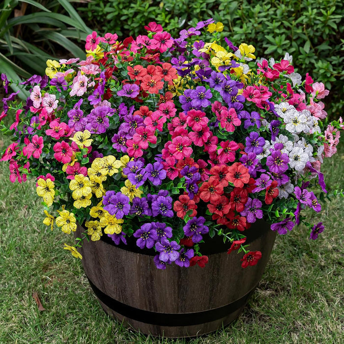 20 Bundles Artificial Flowers for Outdoor – UV Resistant Fake Plants for Garden, Porch, Home Decor