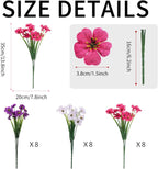 24 Bundles UV Resistant Artificial Flowers 35cm No Fade Fake Plants for Outdoor Garden, Porch & Hanging Planters