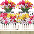 24 Bundles UV Resistant Artificial Flowers 35cm No Fade Fake Plants for Outdoor Garden, Porch & Hanging Planters