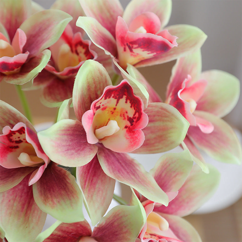 38cm Artificial Cymbidium Orchid Bouquet Stem for Home Decor, Wedding Centerpieces