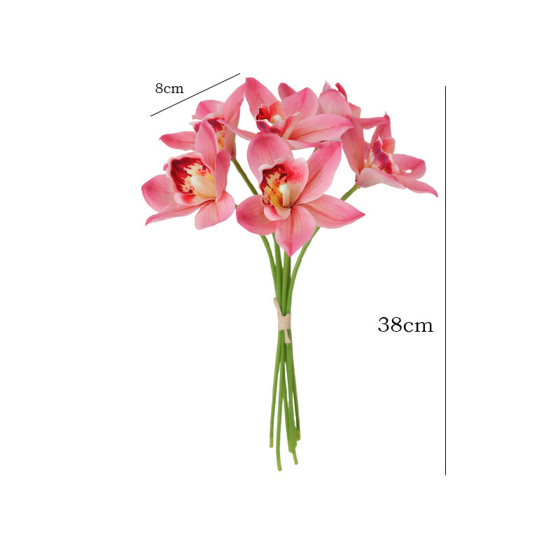 38cm Artificial Cymbidium Orchid Bouquet Stem for Home Decor, Wedding Centerpieces