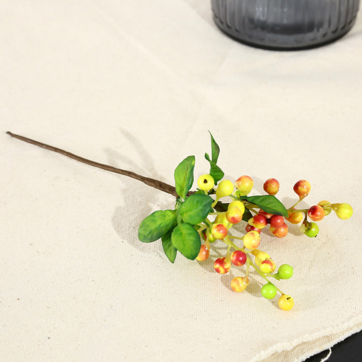 Red Berry Christmas Foam Berry Artificial Plant, Single Stem, 9", Plastic, Festive Holiday Decor, Indoor Use