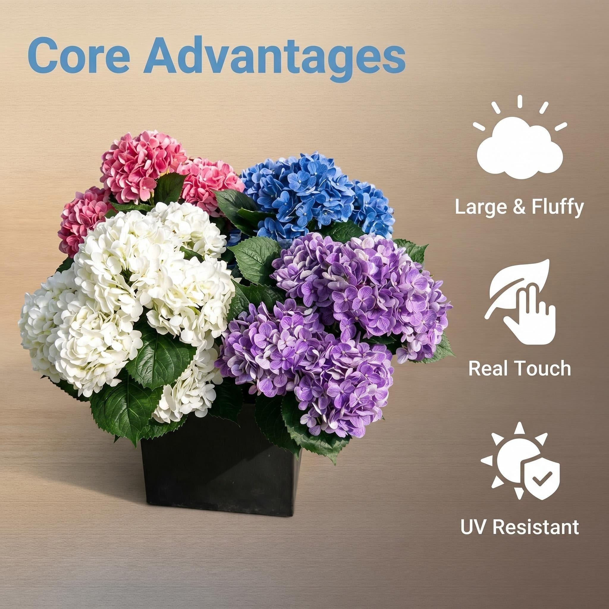 60cm Real Touch UV Resistant Hydrangea Bush | Natural-Looking Latex, Built for UK Weather
