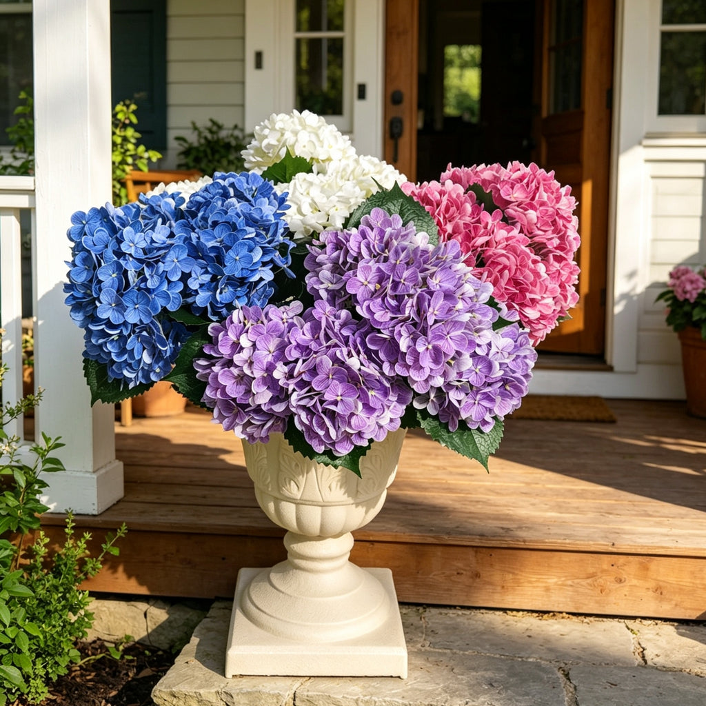 60cm Real Touch UV Resistant Hydrangea Bush | Natural-Looking Latex, Built for UK Weather