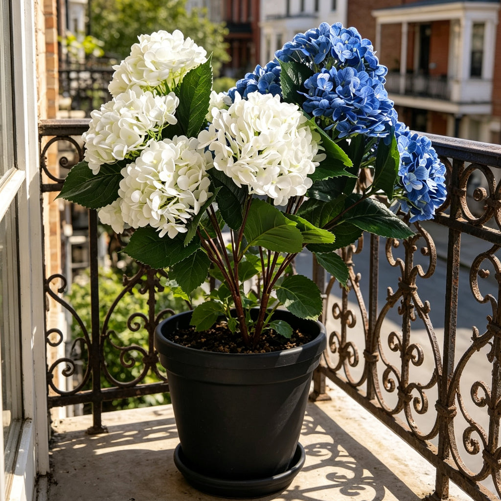 60cm Real Touch UV Resistant Hydrangea Bush | Natural-Looking Latex, Built for UK Weather