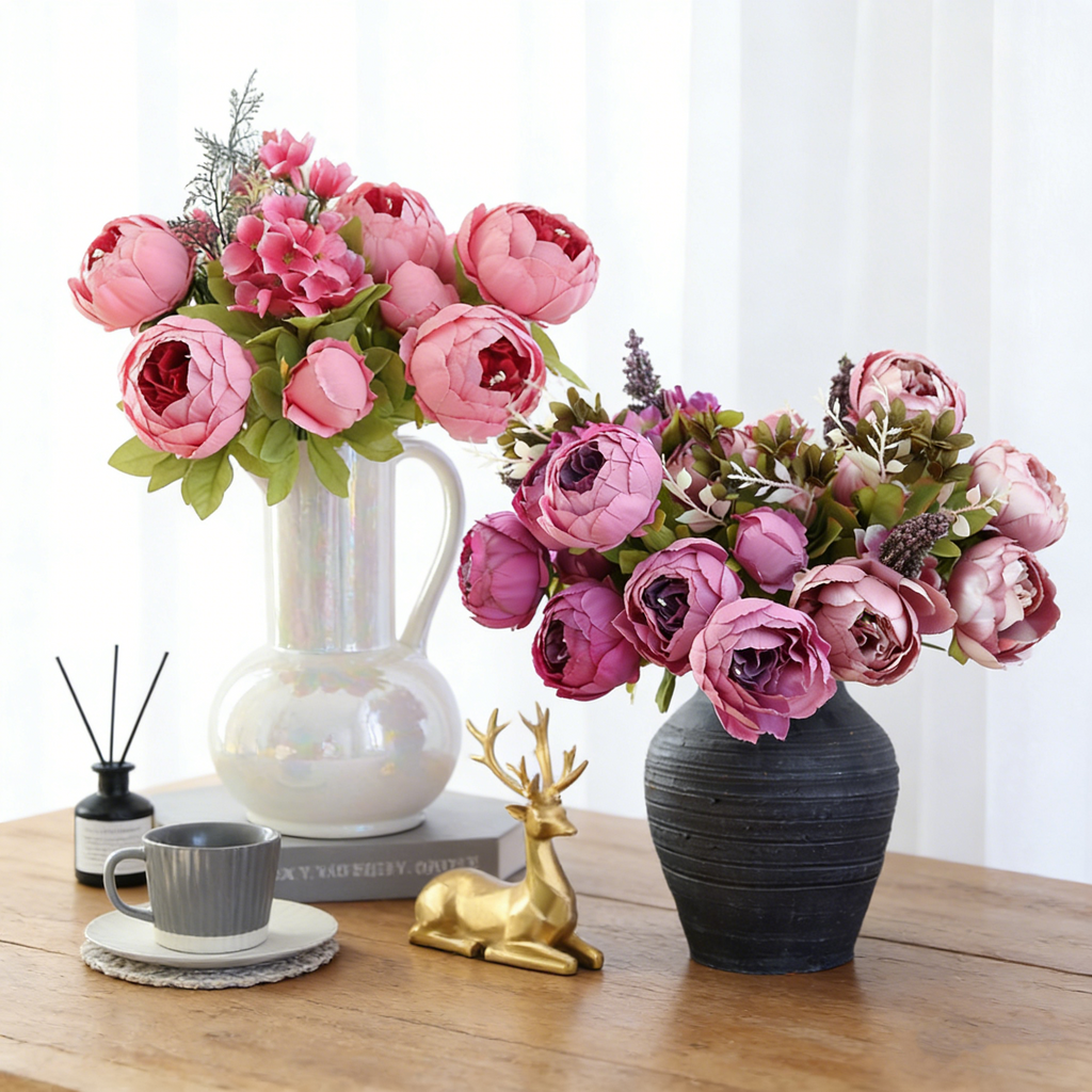 Luxury 45cm Artificial Peony Bouquet - 16 Beautiful Colour Choices