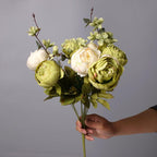 Luxury 45cm Artificial Peony Bouquet - 16 Beautiful Colour Choices