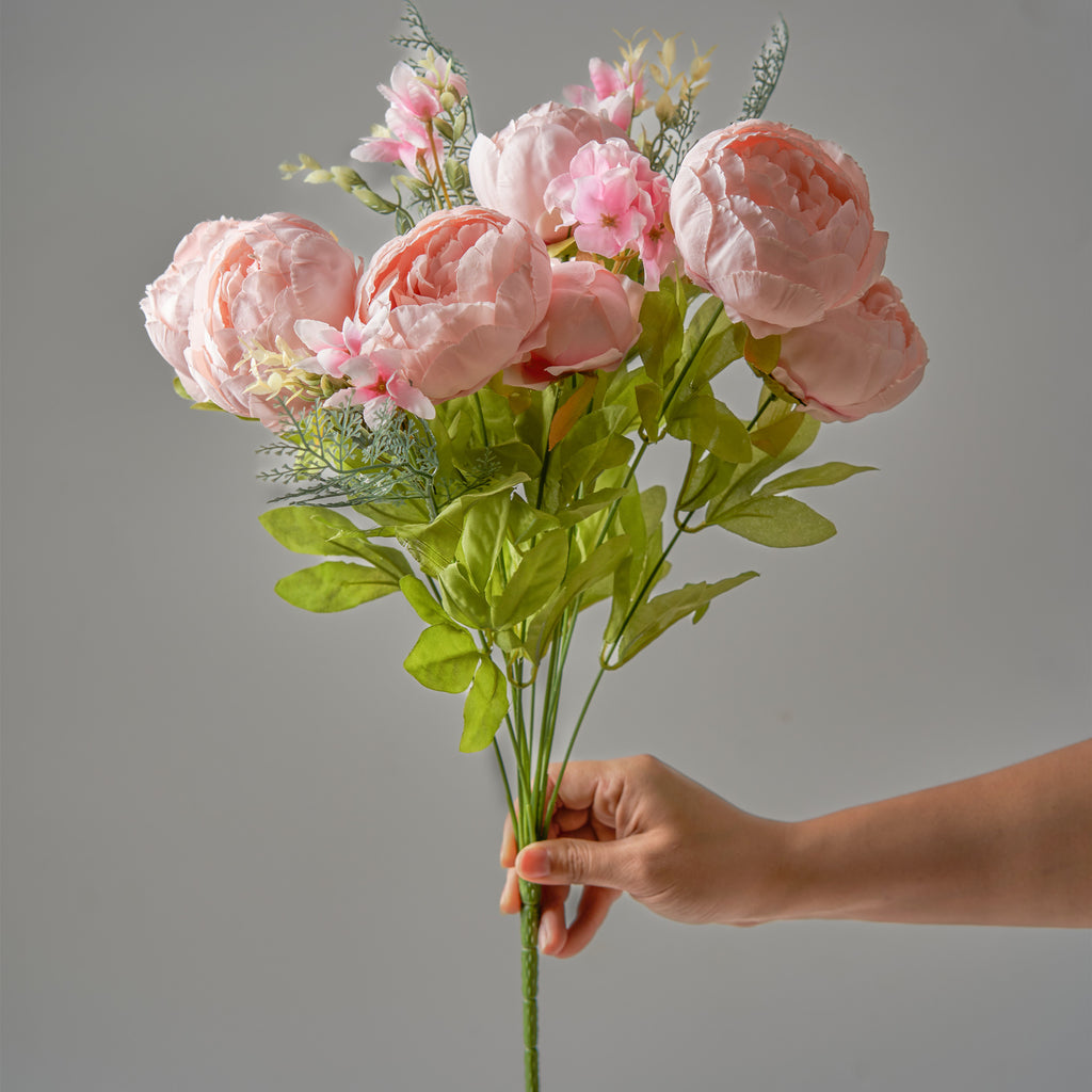 Luxury 45cm Artificial Peony Bouquet - 16 Beautiful Colour Choices