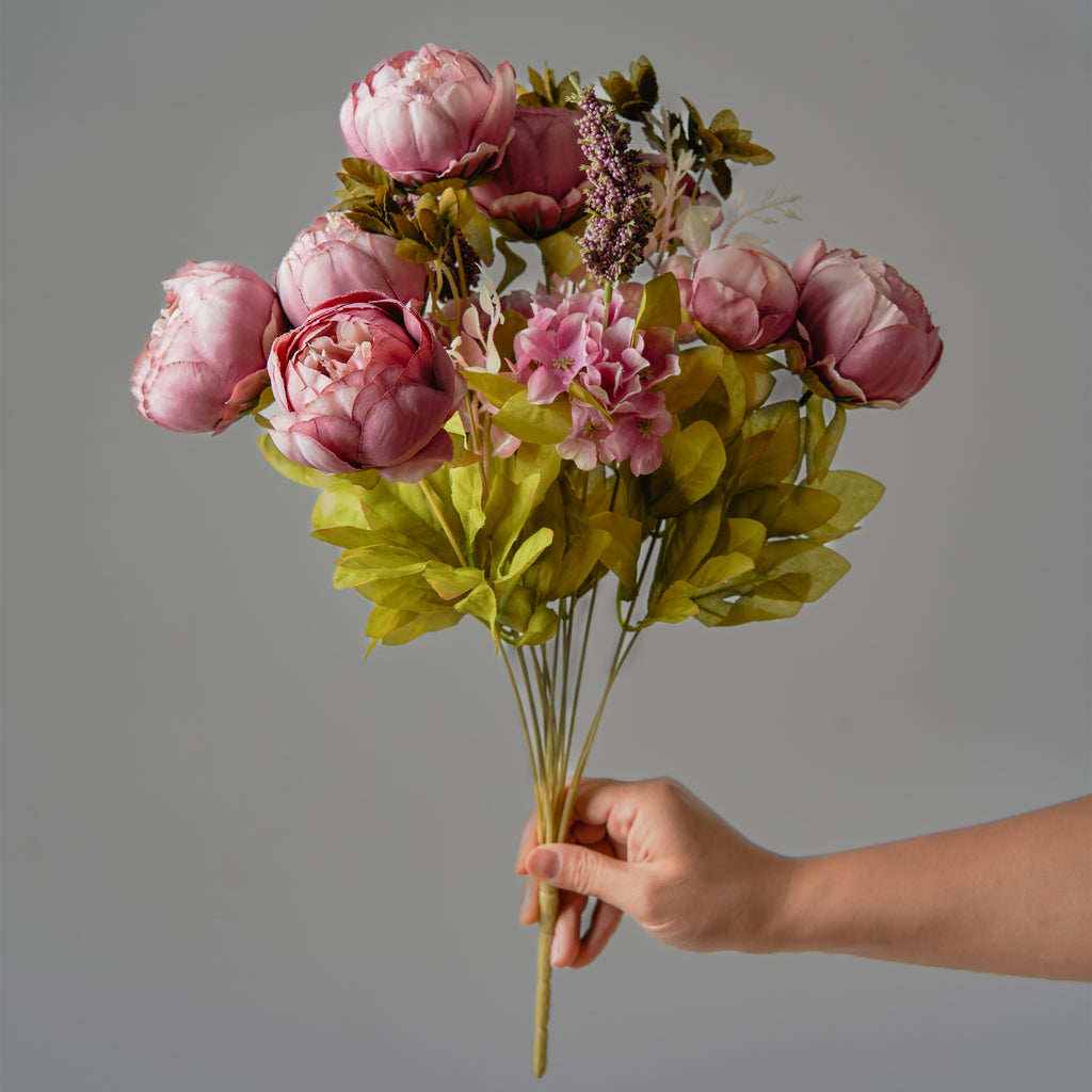 Luxury 45cm Artificial Peony Bouquet - 16 Beautiful Colour Choices