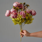 Luxury 45cm Artificial Peony Bouquet - 16 Beautiful Colour Choices