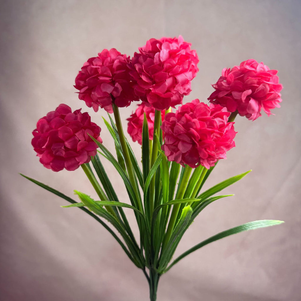 Artificial Chrysanthemum Bush, PU 6-Bloom Floral Arrangement, 18" Tall, Modern Home & Wedding Decor, Office & Event Styling