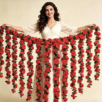Artificial Rose Garland Vine, 47" Long, 45 Blooms, Plastic, Perfect for Wedding Arches, Home Decor, Indoor & Outdoor Use