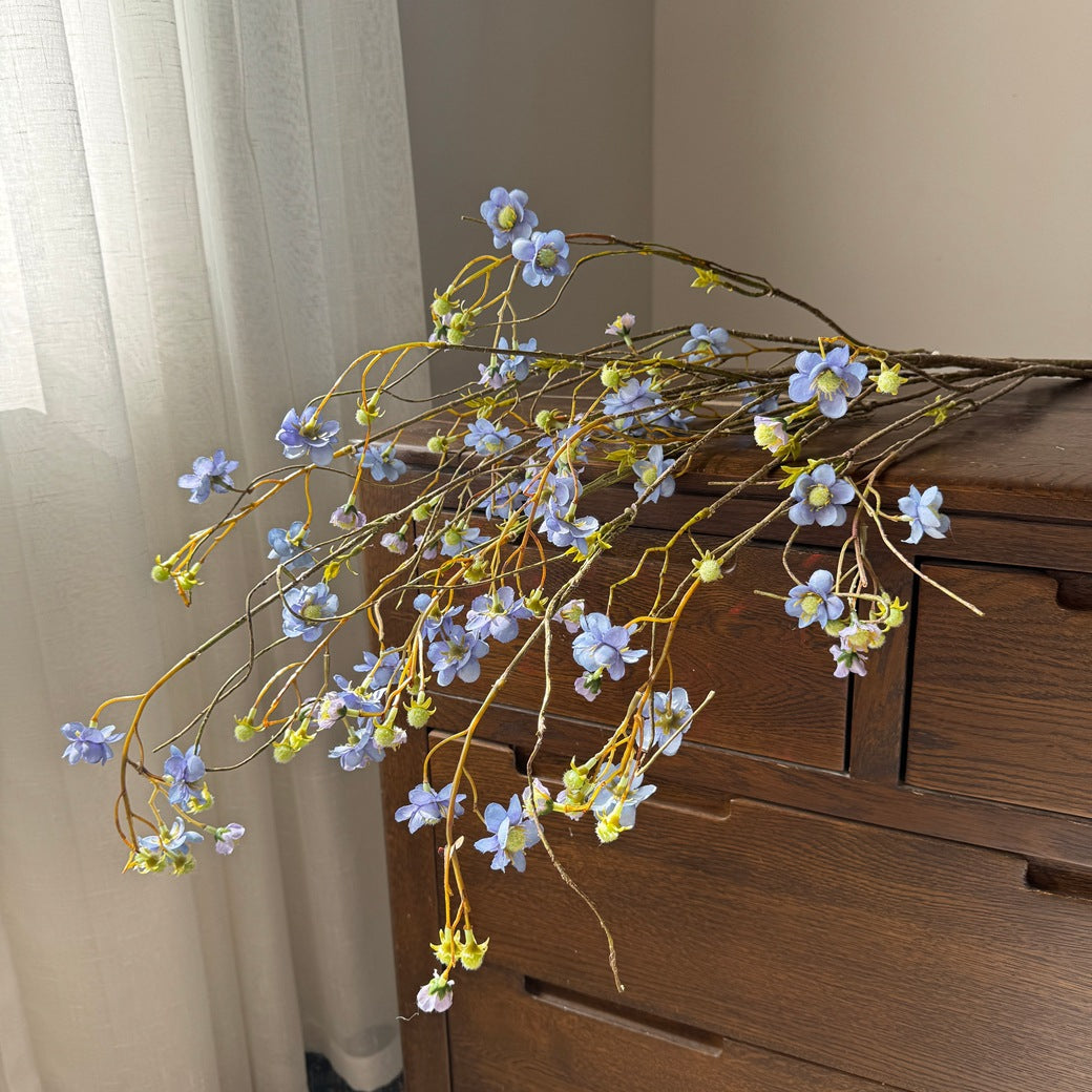 Single Stem Pearl Spirea Delphinium Artificial Flower, 52" Silk Branch for Weddings, Home Decor, and Commercial Spaces