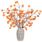 Luxury Artificial Chinese Lantern Flowers, Single Stem with 20 Blooms, 39" Tall Silk Floral Arrangement for Wedding Centerpiece, Home Decor, Office & Events