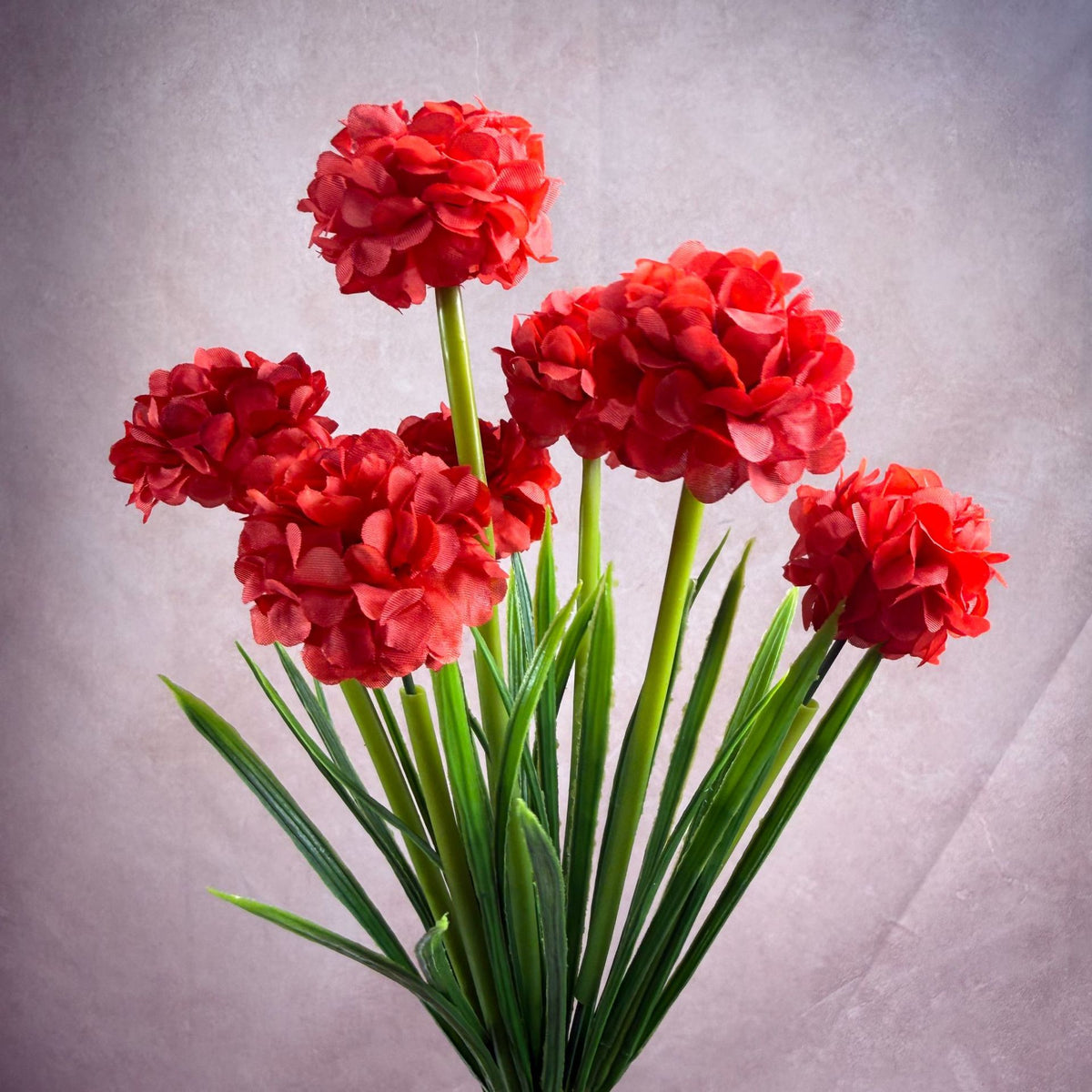 Artificial Chrysanthemum Bush, PU 6-Bloom Floral Arrangement, 18" Tall, Modern Home & Wedding Decor, Office & Event Styling