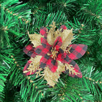 Christmas Poinsettia Artificial Flower, 5.5" Loose Floral Head for Holiday Decor, Red & Silver Options, Festive Tabletop or Tree Decoration