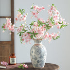 Artificial Peach Blossom Branch, 32" Silk Floral Stem for Wedding Decor, Home & Outdoor Styling (Pink/White)