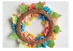 16" Artificial Hydrangea Garland Vine, Blue & Pink Silk Flowers for Indoor Decor, Wreaths, and Festive Displays
