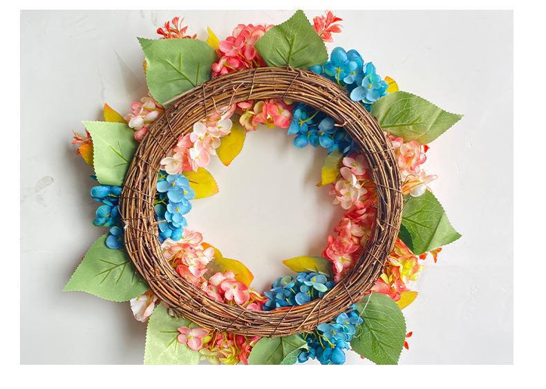 16" Artificial Hydrangea Garland Vine, Blue & Pink Silk Flowers for Indoor Decor, Wreaths, and Festive Displays