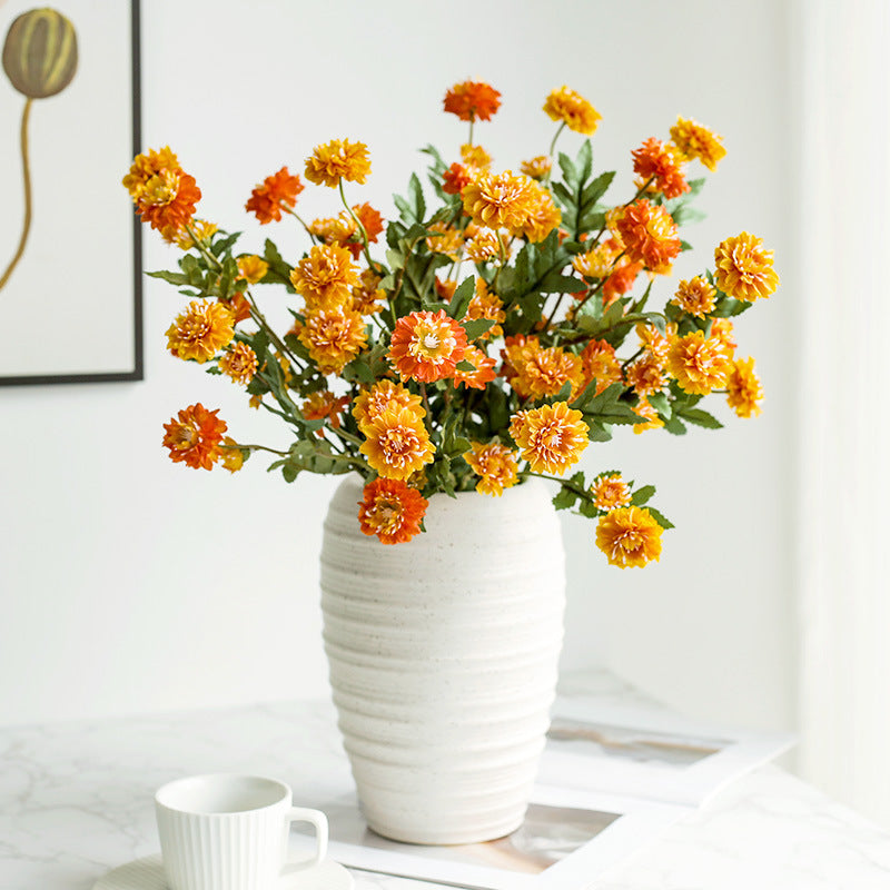 Artificial Icelandic Daisy Bush, 8-Bloom Silk Floral Arrangement for Weddings & Home Decor, 20" Tall, Rustic Outdoor/Indoor