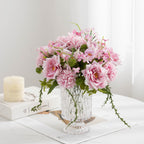Artificial Rose & Chrysanthemum Bush, 11" Realistic Fake Flower Arrangement for Weddings, Home Decor, Centerpieces