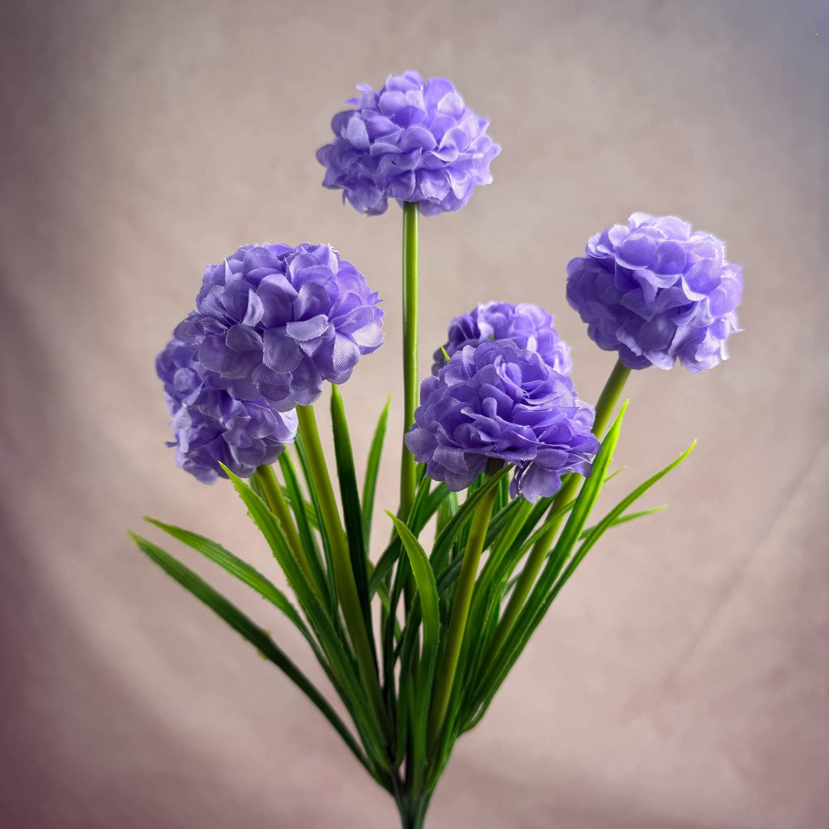 Artificial Chrysanthemum Bush, PU 6-Bloom Floral Arrangement, 18" Tall, Modern Home & Wedding Decor, Office & Event Styling