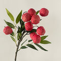 Artificial Litchi Fruit Branches, Faux Foam Lychee Decor, 18" Bush with 9 Fruits, Realistic Table Centerpiece for Home, Hotel & Holiday Displays