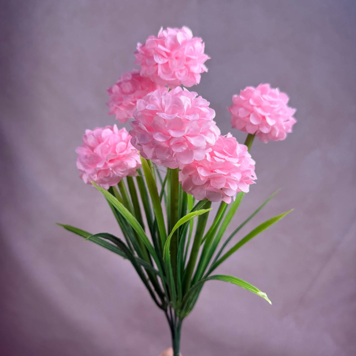 Artificial Chrysanthemum Bush, PU 6-Bloom Floral Arrangement, 18" Tall, Modern Home & Wedding Decor, Office & Event Styling
