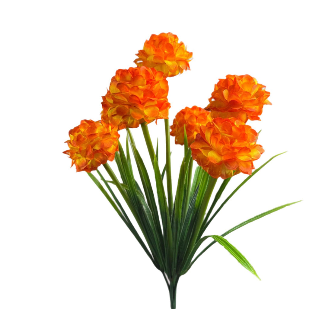 Artificial Chrysanthemum Bush, PU 6-Bloom Floral Arrangement, 18" Tall, Modern Home & Wedding Decor, Office & Event Styling