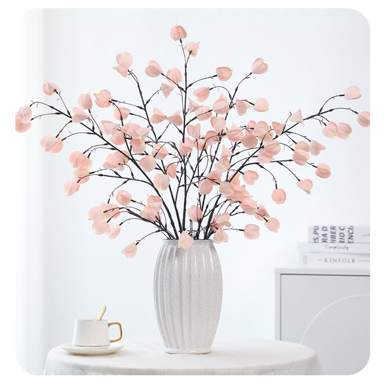 Luxury Artificial Chinese Lantern Flowers, Single Stem with 20 Blooms, 39" Tall Silk Floral Arrangement for Wedding Centerpiece, Home Decor, Office & Events
