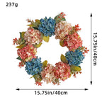 16" Artificial Hydrangea Garland Vine, Blue & Pink Silk Flowers for Indoor Decor, Wreaths, and Festive Displays