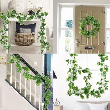 Artificial Monstera Vine, 71" Faux Trailing Plant for Indoor & Outdoor Decor, UV-Resistant Greenery for Home, Office, Wedding & Commercial Spaces