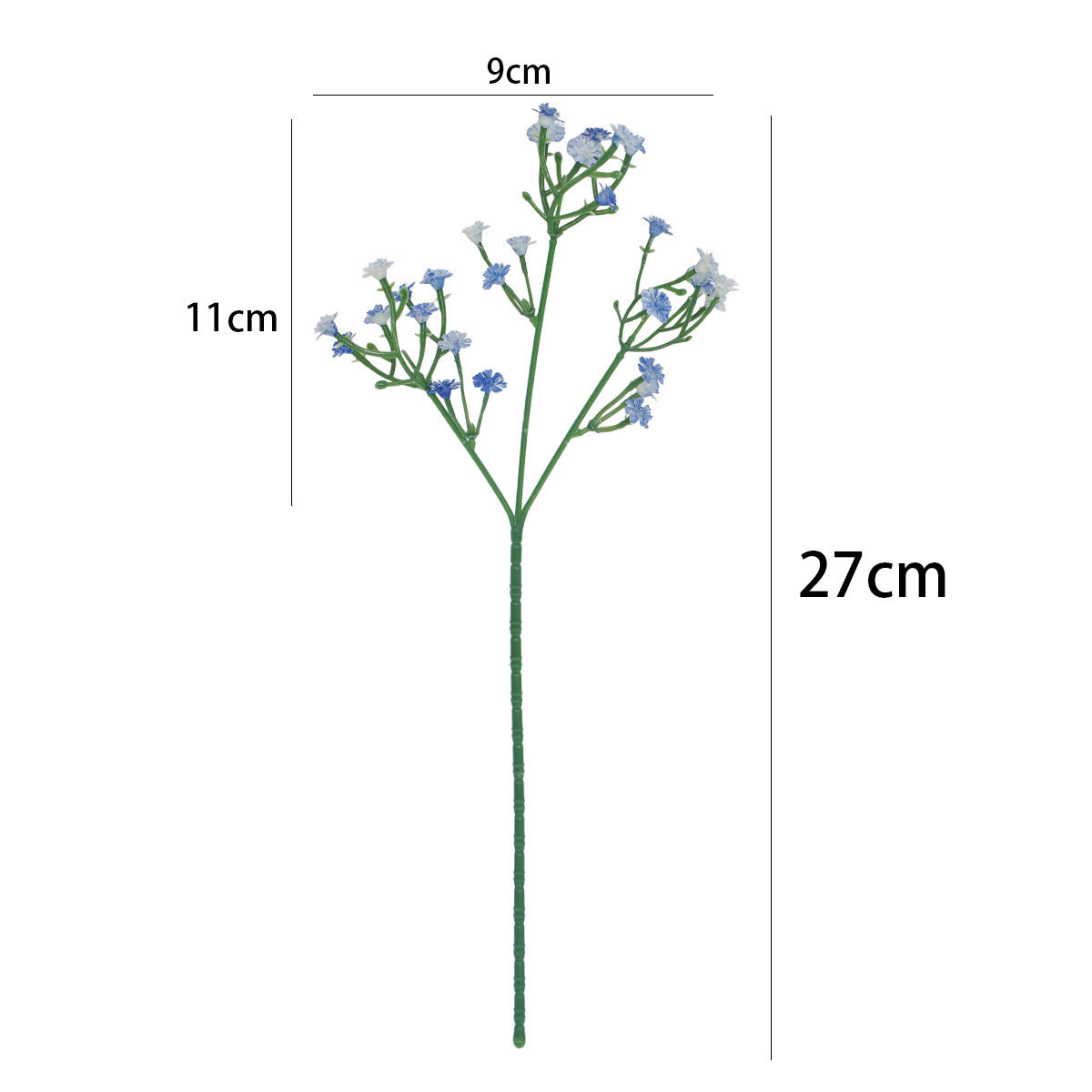 Set of 10 Artificial Baby's Breath Stems, Single Stem with Gypsophila, 11" Long, White & Sky Blue, Wedding Arch Decor, Home & Event Styling