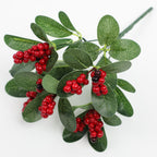 Artificial Eucalyptus Stem with Red Berries, 11" Tall, Perfect for Christmas Decor, Weddings, and Home Styling