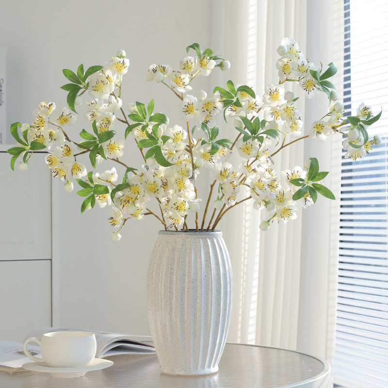 Artificial Peach Blossom Branch, 32" Silk Floral Stem for Wedding Decor, Home & Outdoor Styling (Pink/White)