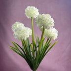 Artificial Chrysanthemum Bush, PU 6-Bloom Floral Arrangement, 18" Tall, Modern Home & Wedding Decor, Office & Event Styling