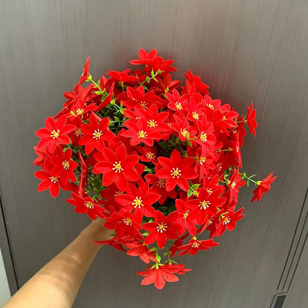 Artificial Poinsettia Eucalyptus Stems, Set of 10 Single Stems for Christmas & Home Decor, Indoor/Outdoor Use, 12" (30cm)