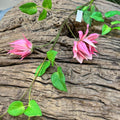 Artificial Clematis Leaf Stem, 35" Tall, Silk Floral Single Stem with 3 Blooms, Perfect for Home Decor, Hotel Displays, and Window Styling