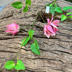 Artificial Clematis Leaf Stem, 35" Tall, Silk Floral Single Stem with 3 Blooms, Perfect for Home Decor, Hotel Displays, and Window Styling