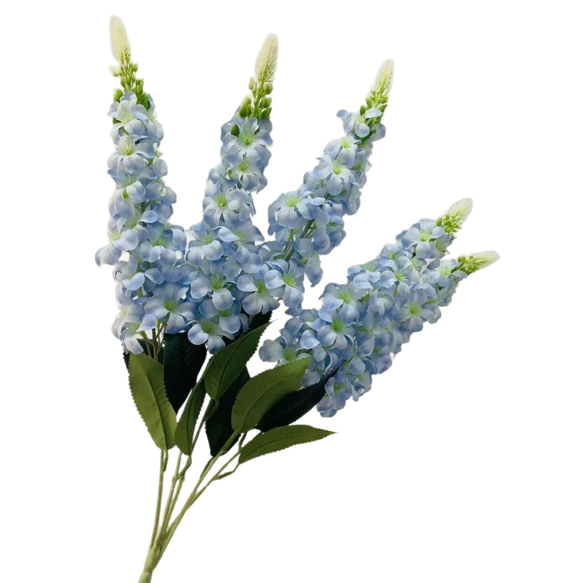 5-Bloom Artificial Golden Grass, Delphinium, Hyacinth, Violet Wedding Bouquet, 22" Silk Floral Arrangement for Indoor Decor, Photography Props