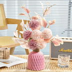 18" Artificial Bouquet of Ping Pong Chrysanthemums and Eucalyptus, Light Luxury Style, Perfect for Home Decor, Desk or Tabletop Arrangements