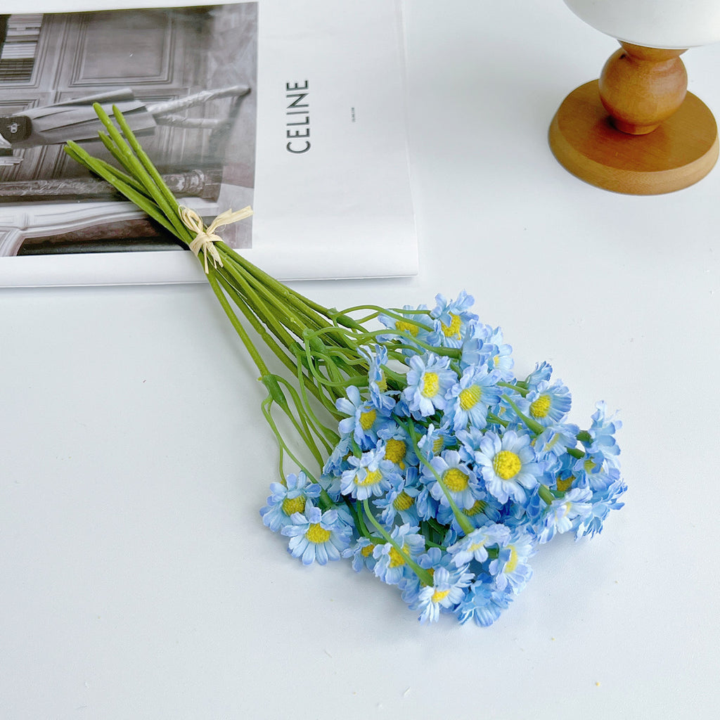 Artificial Daisy Bouquet, Silk Chamomile Flowers, Set of 6 Stems, 10", Home Decor, Indoor Arrangements