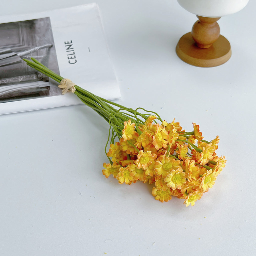 Artificial Daisy Bouquet, Silk Chamomile Flowers, Set of 6 Stems, 10", Home Decor, Indoor Arrangements