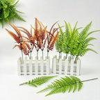 15" Artificial Persian Grass Stems, Set of 10, Realistic Outdoor & Indoor Decor, Rustic Style, Plastic Material