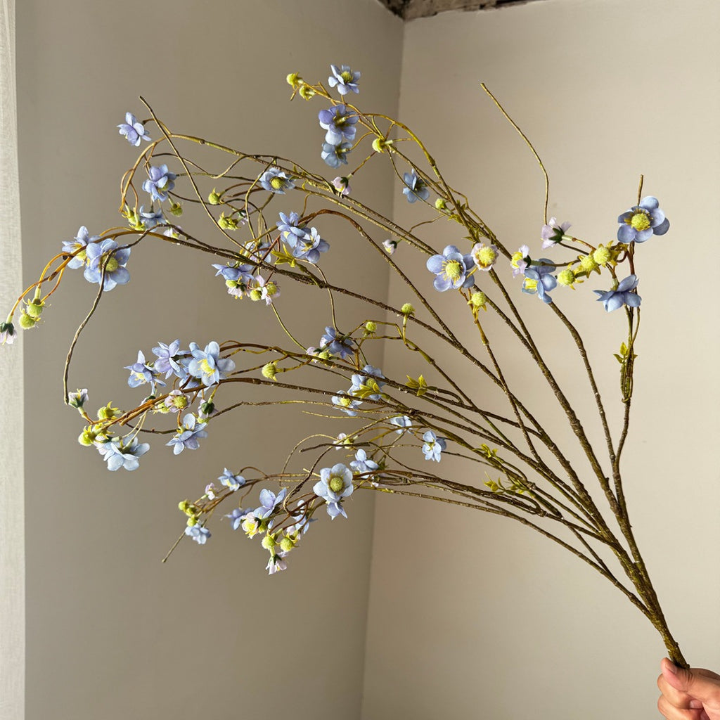 Single Stem Pearl Spirea Delphinium Artificial Flower, 52" Silk Branch for Weddings, Home Decor, and Commercial Spaces