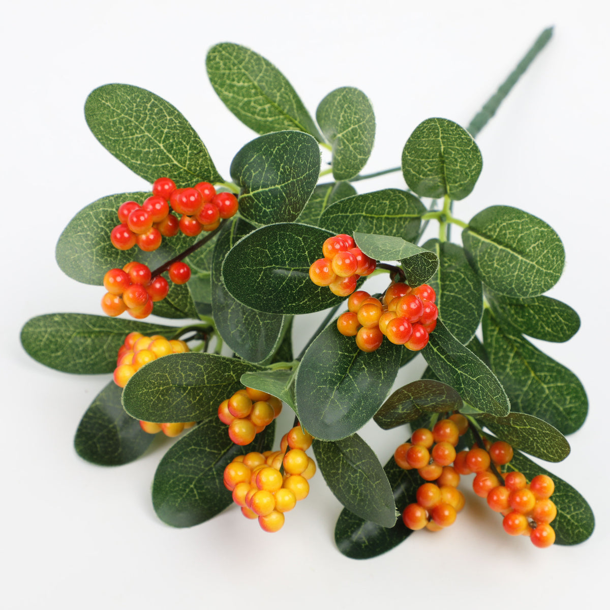 Artificial Eucalyptus Stem with Red Berries, 11" Tall, Perfect for Christmas Decor, Weddings, and Home Styling