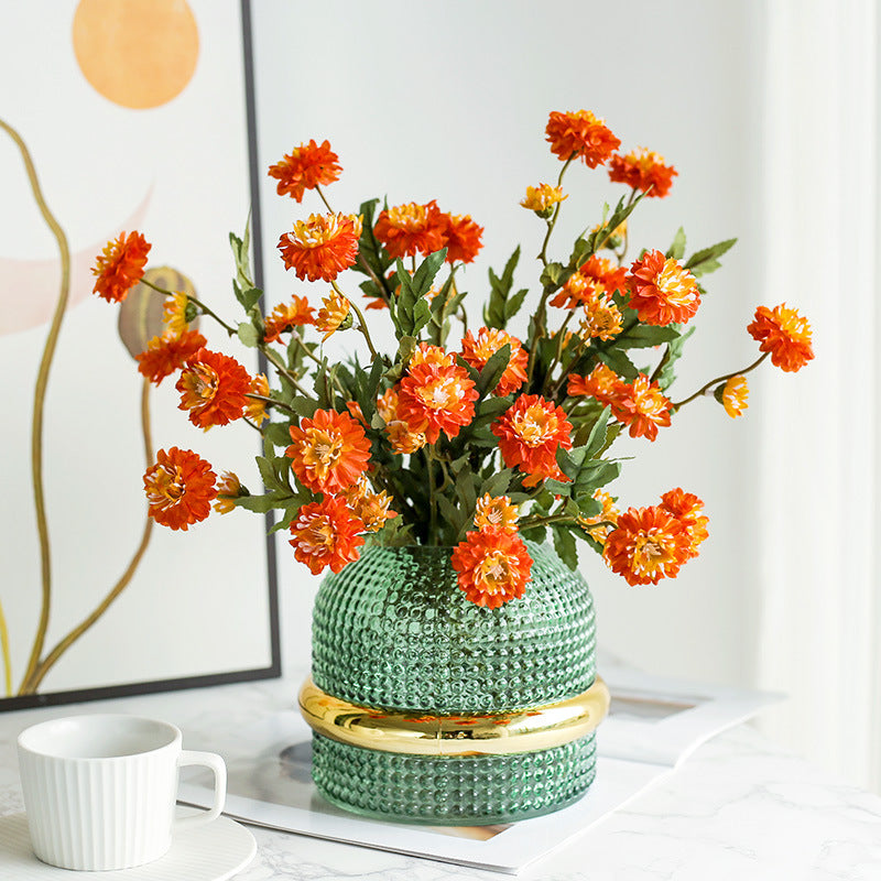 Artificial Icelandic Daisy Bush, 8-Bloom Silk Floral Arrangement for Weddings & Home Decor, 20" Tall, Rustic Outdoor/Indoor